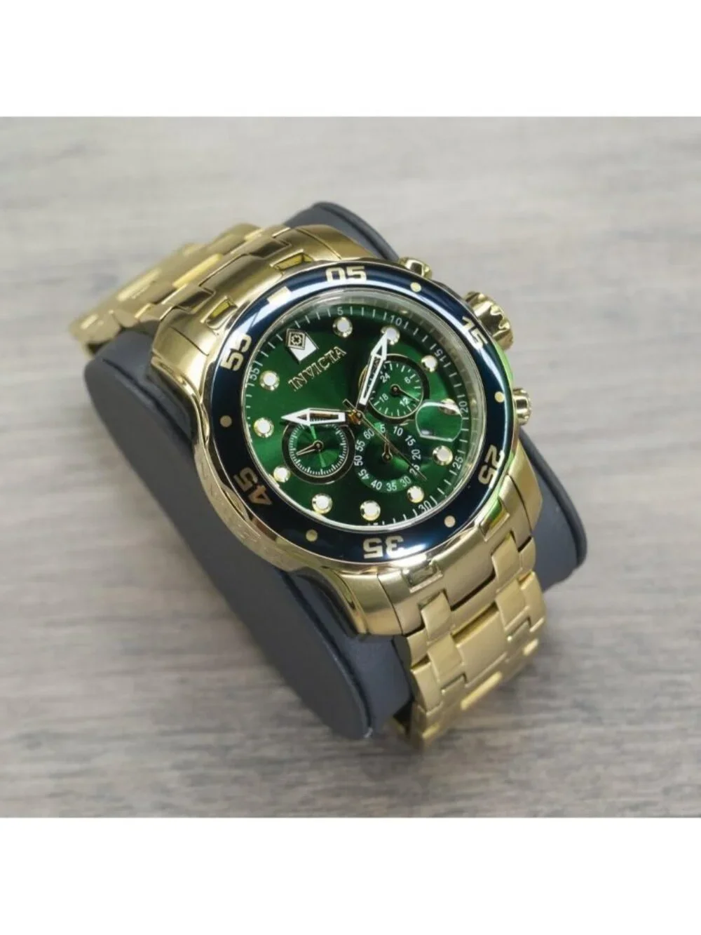 Men's Gold & Green Pro Diver Collection Chronograph Stainless Steel Case Watches